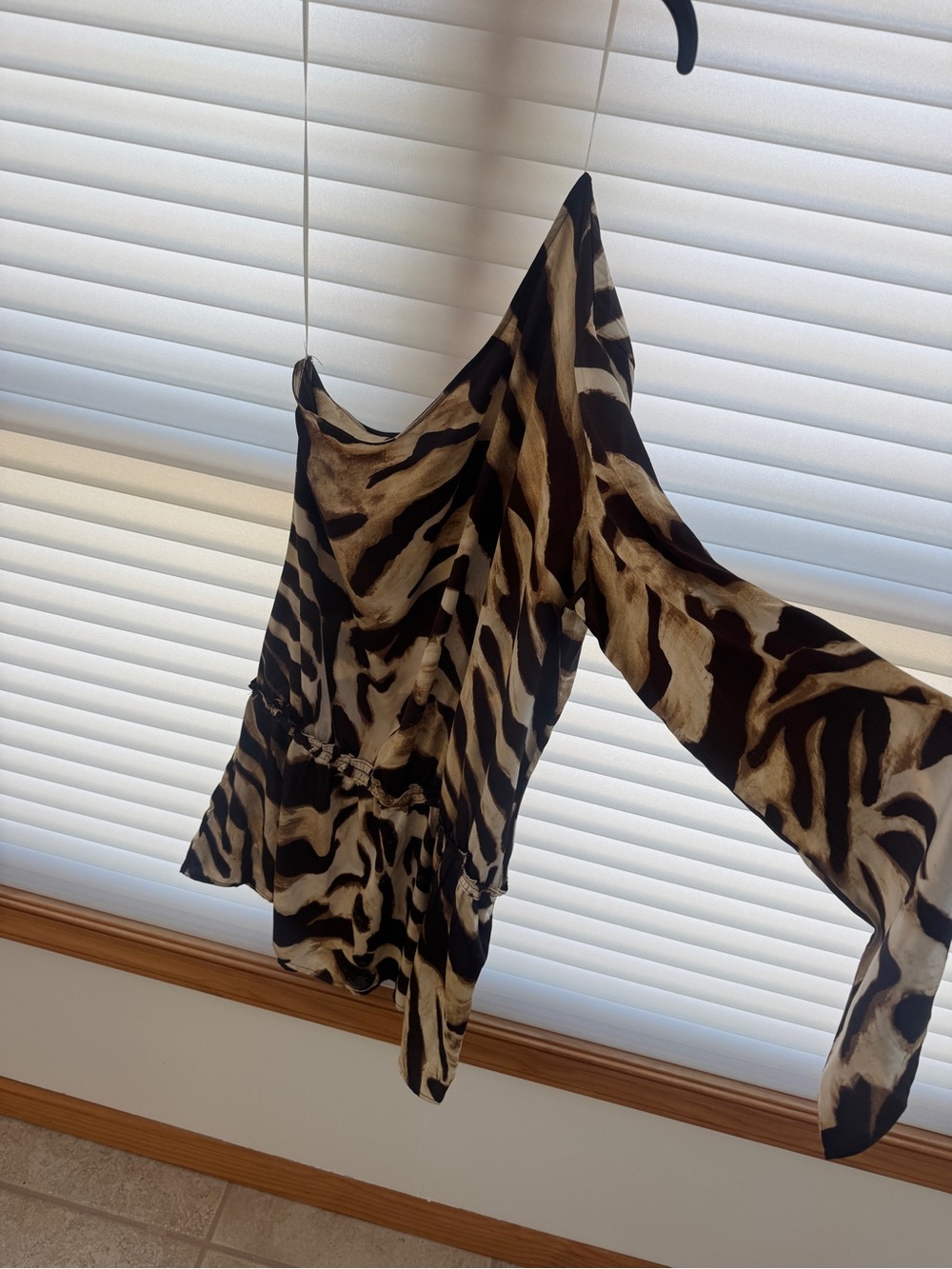 12th Tribe Satin Zebra-Style Top in Black and Cream
